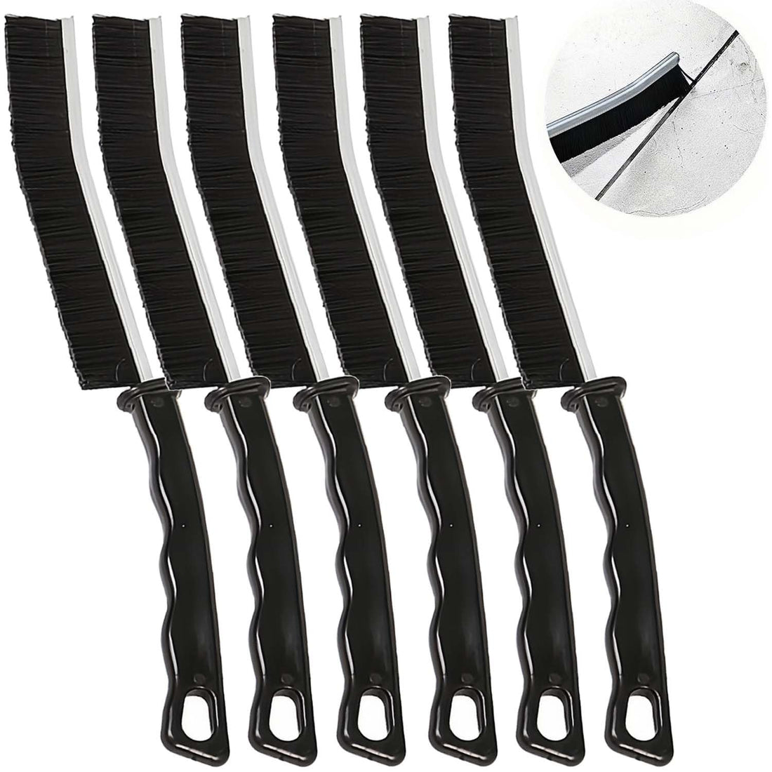 6 Pcs Hard Bristle Crevice Cleaning Brush,Small Bristled Crevice Cleaning Brushes for Household Use,Grout Cleaner Brush Tool for Tight Small Spaces,Corner Thin Nylon Brush Tools to Scrub and Clean