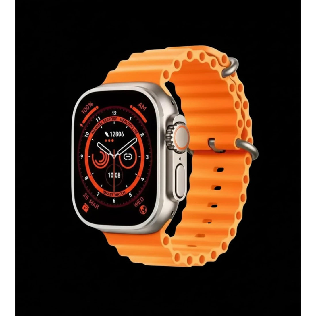 W&O X9+ Ultra 2 Smartwatch with 49mm AMOLED HD Display, with Bluetooth Calling & NFC, Includes Wireless Charger & Sports Strap, Compatible with Wearfit Pro (Orange)