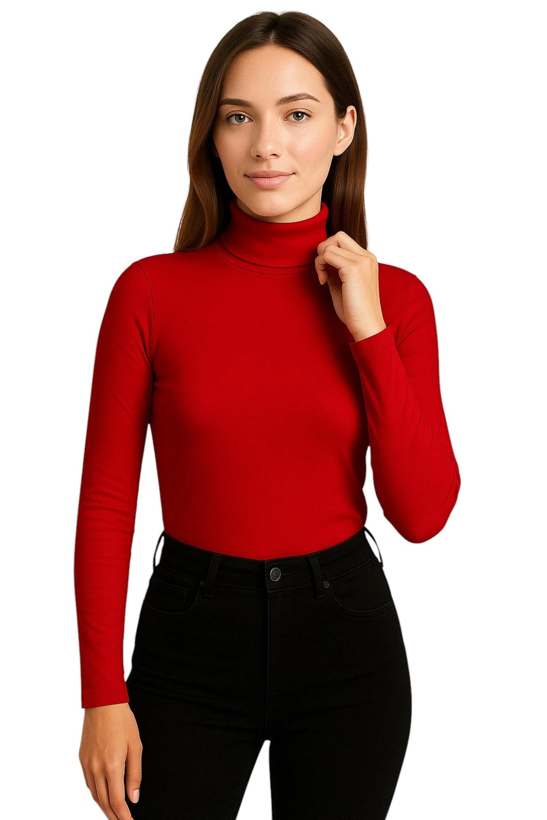 MIZAYEH Women's High Collar Top Perfect Everyday Wear Stretch Cotton - All Time Fit - Cool Neck Buddy Sleeve for Girls and Women from 50K to 100K