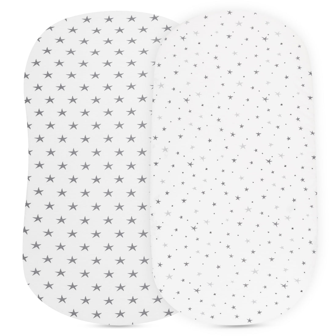 Ely’s & Co. Patent Pending Waterproof Bassinet 2-Pack Set for Baby Boy - 100% Cotton, Jersey Knit Cotton Sheets with Waterproof Lining — Grey Stars