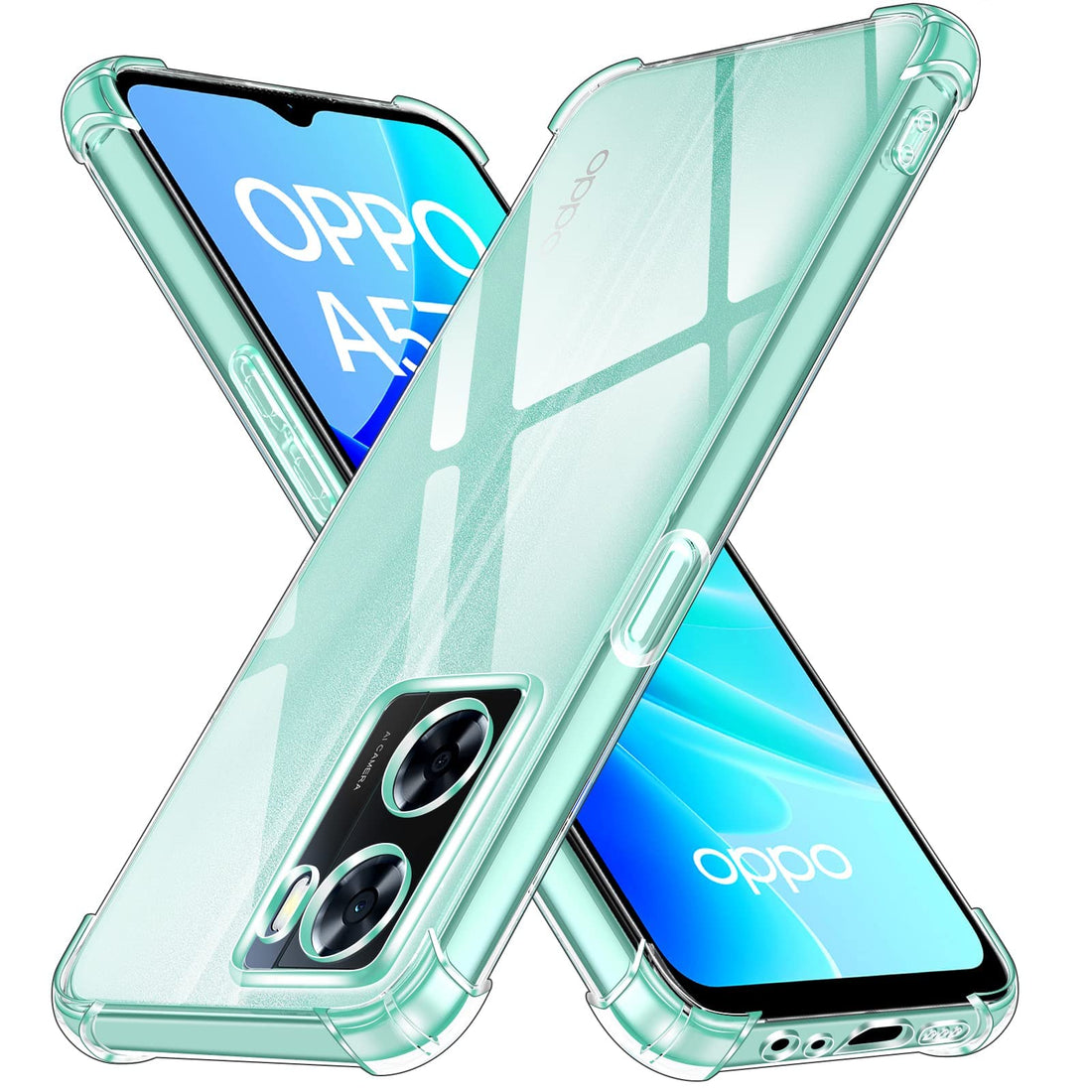 Dl3 Mobilak Case Compatible with OPPO A77 4G / A57 4G / A57s / A77s, Cover Silicone Transparent TPU Gorilla Anti-shock Protector Camera Shockproof Corners - Clear