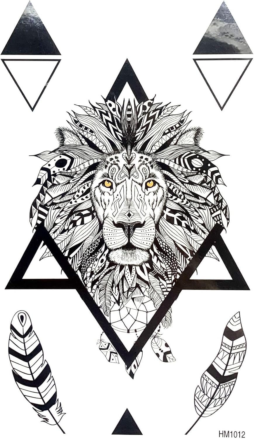 Tattoo Tech, 1 Sheet Medium Semi Permanent Tattoo21*12cm, Adult Art Design Temporary Tattoos, Lasts 1-2 Weeks, Waterproof, Realistic Look, No Adhesive, No Reflection-BLACK (HM1012)