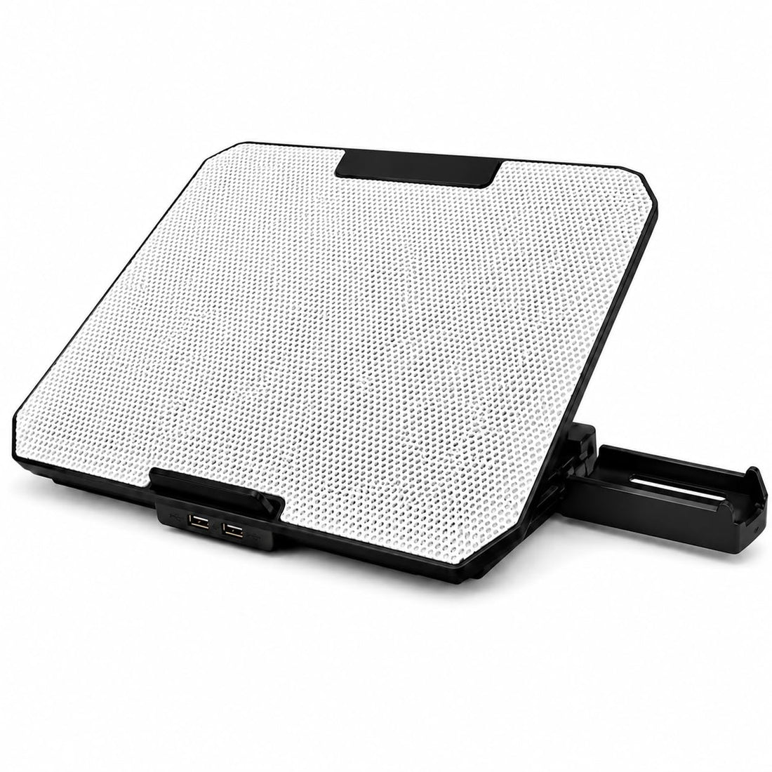 Adjustable Laptop Cooling Pad with Fan, USB Quiet Notebook Cooler Stand with LED Light, Super Air Flow and Anti Slip Base for Office, Study and Gaming, ZR700 (White)