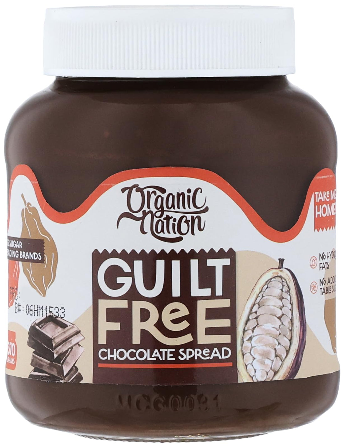 Organic Nation | Guilt Free Chocolate Spread | Rich in Protein | Healthy Fats | No Palm Oil | No Hydrogenated Fats | 3g Protein | No Added Table Sugar | 370g