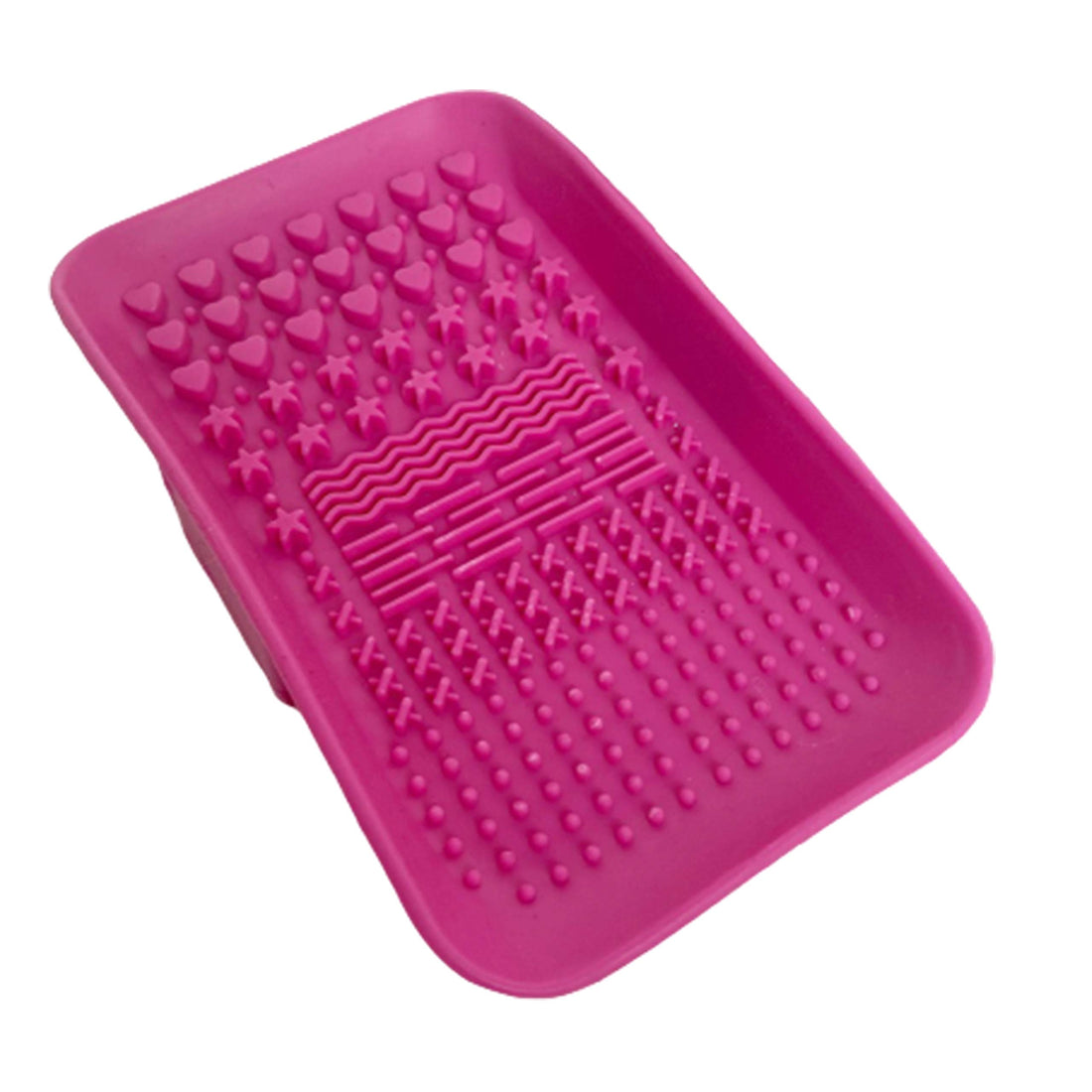 HUNY Silicone Makeup Brushes Cleaning Mat, Pink Handheld Cosmetic Scrubber Pad, Portable Washing Tool Brush Cleaner LONDON