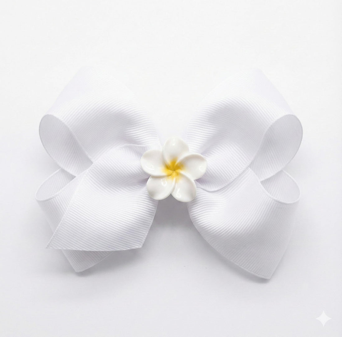 Nopatia Big Rose Bow Hair Clip - Elegant Luxury Ribbon Hair Accessory - Handmade Hairpin - Beautiful and Distinctive Beauty (White)