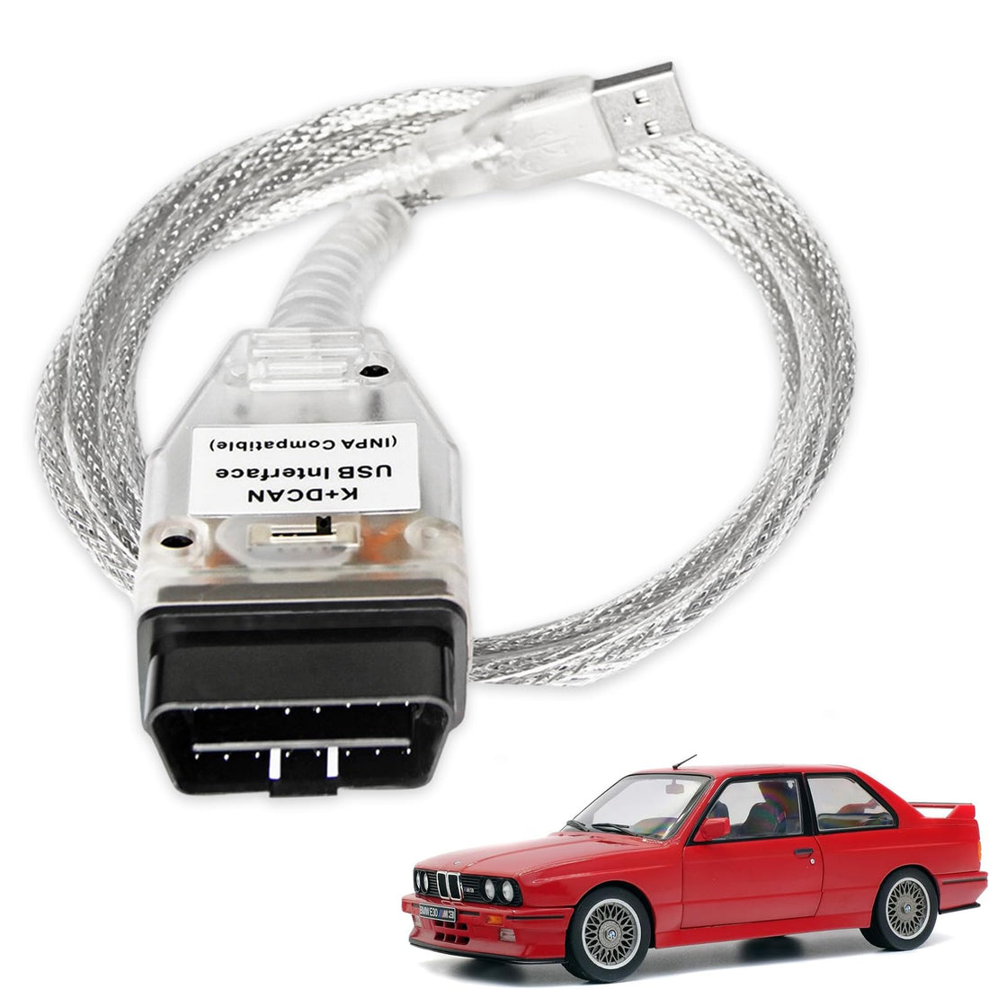K DCAN Cable for BMW OBD2 Scanner Diagnostic Tool,K+CAN Cable with Switch Original FT232RL Chip, USB to OBD2 Cable,Cable obdii for BMW E Series 1998-2019 Models, Work with Windows XP/7 32bit System
