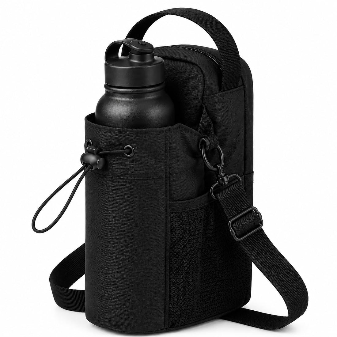Magnetic Water Bottle Bag for Gym, Heavy-Duty Bottle Holder with Shoulder Strap, Phone and Keys Pockets, Magnetic Gym Bag for Men and Women, BB-607