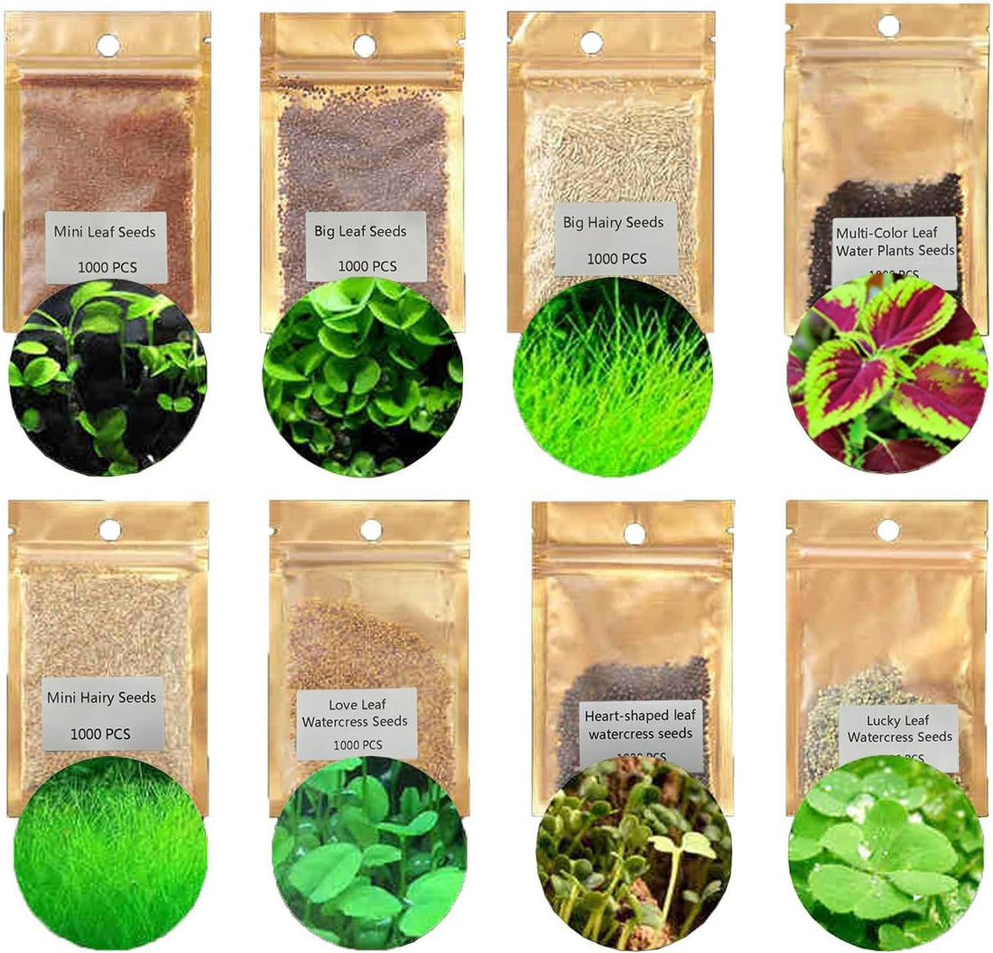 GQ 8 Pack Aquarium Plant Seed Set.Water Grass Plant Seeds Fish Tank Aquarium Landscape Decoration, Easy To Plant, Plant Seeds, Gardening, Home Decor(10G/Pack/≥1000PCS )