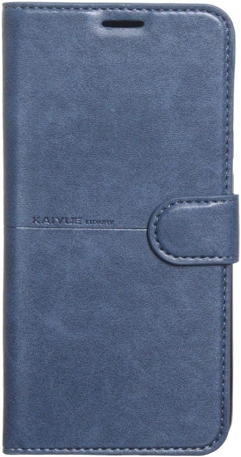 High-quality leather case to fully protect the phone 360 degrees, foldable, compatible with Vivo Y02s (Navy)