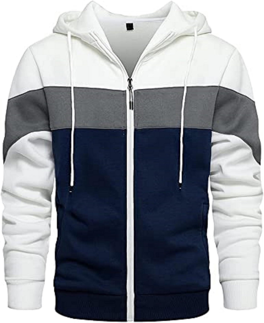 MIZAYEH Men's Heathered Color Block Hoodie - Comfortable Zip Front Hoodie - Perfect for Everyday Style and Warmth