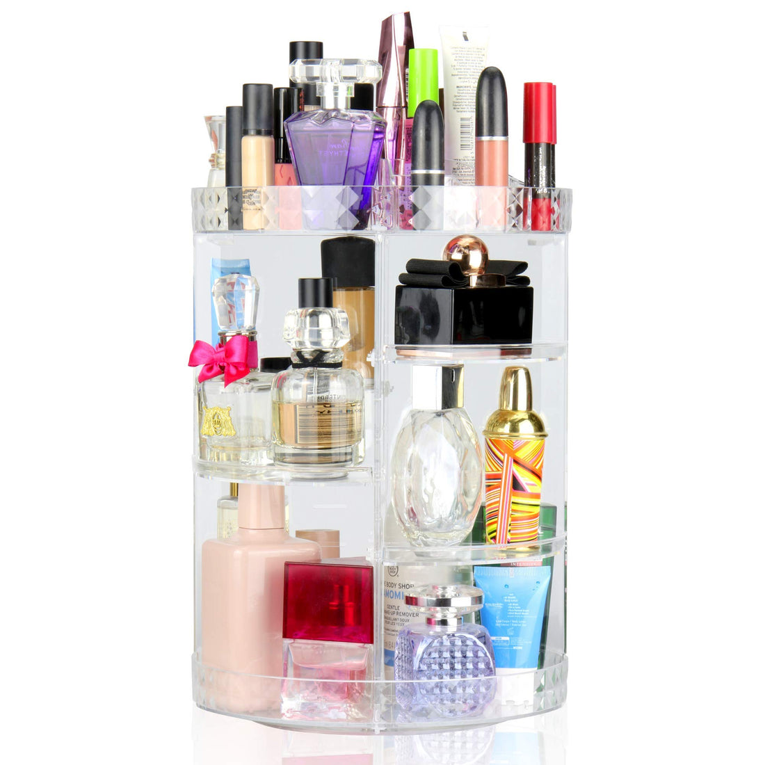 Rotating Cosmetic Organiser | 360° Spinning Makeup Holder | Vanity & Toiletries Storage for Bathroom & Bedrooms | Acrylic Display Stand | Pukkr