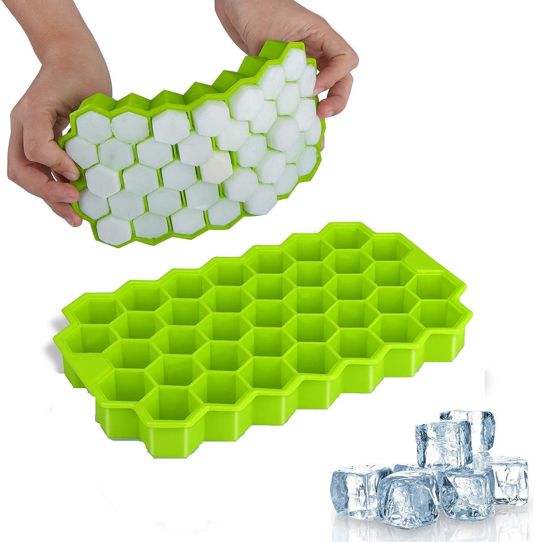 SARJAK Silicon Ice Cube Trays for Molds Fridge, Freezer, Whiskey Big Size Made of BPA Free Material. (Pack of 2)