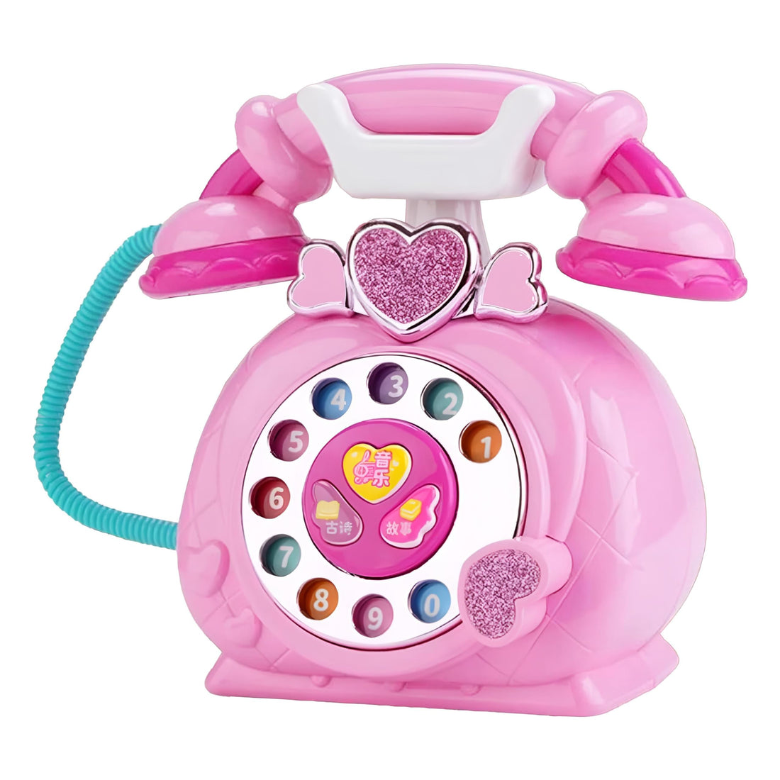 Telephone- Musical Educational Toy for Kids with Classic Pink Design, Interactive Telephone with Light-Up Buttons to Teach Numbers and Stories, Perfect Gift for Girls to Enhance Language Skills and Co