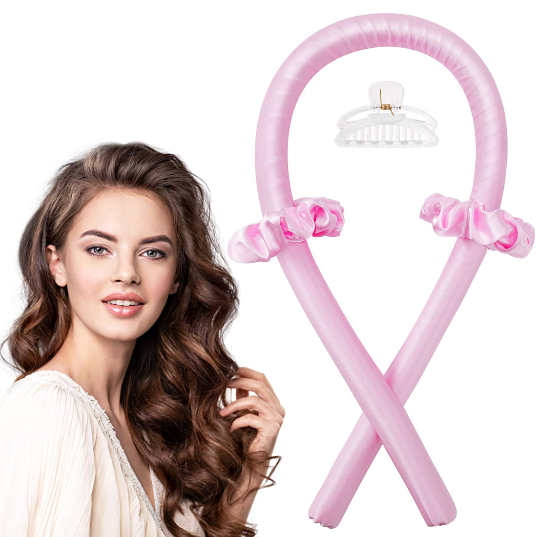 IENIN Heatless Curling Rod Headband, No Heat Hair Curlers to Sleep in Curl Ribbon with Scrunchies Hair Clips Overnight Hair Curlers for Women Long Hair Styling Tools