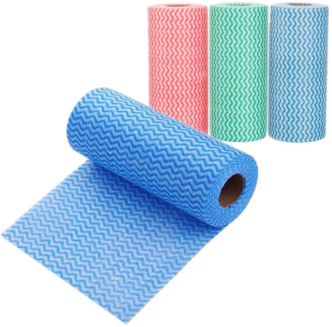 DELFINO Disposable Dish Cloth Disposable Household Cleaning Rag Dish Rags Reusable Kitchen Paper Towels Absorbent Paper Absorbent Paper, Used in home, Paintingfruit 3 rolls,50 sheets per roll