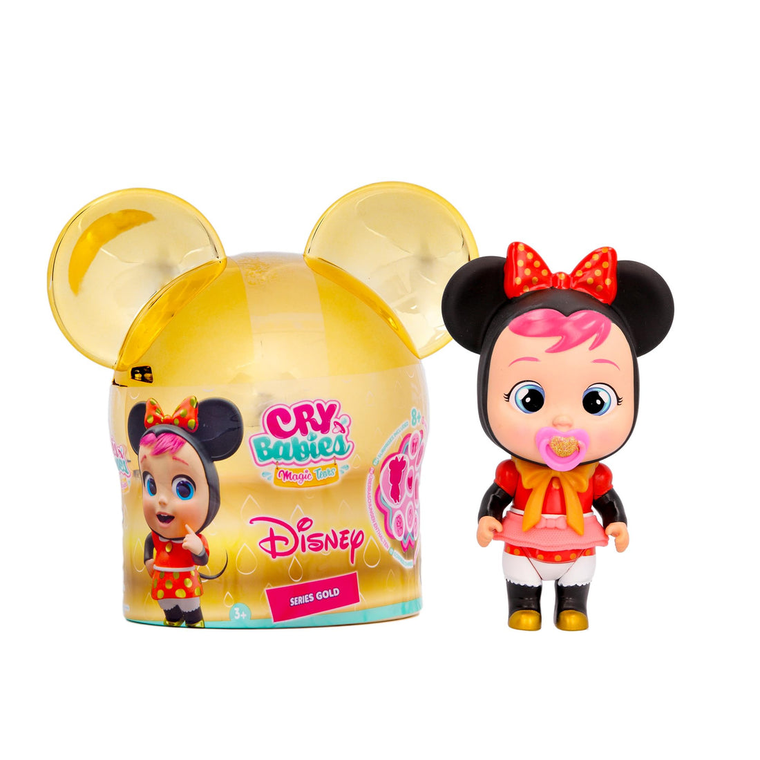 Cry Babies Magic Tears Disney Minnie Collectible Cute Collectible Doll Inspired by the Popular Disney Character Minnie who Weeps Real Tears - with Glittering Gold Details! + 3 Years