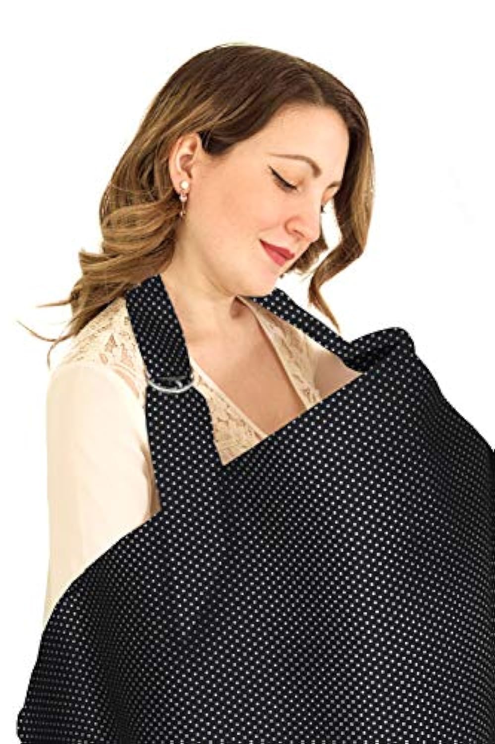 Moro Moro 3 Breastfeeding Cover Up With Adjustable Strap * Black With White Dots * 100% Premium Cotton * Boned Nursing Cover * Breathable & Lightweight * Stylish & Discreet * Incl Storage Bag