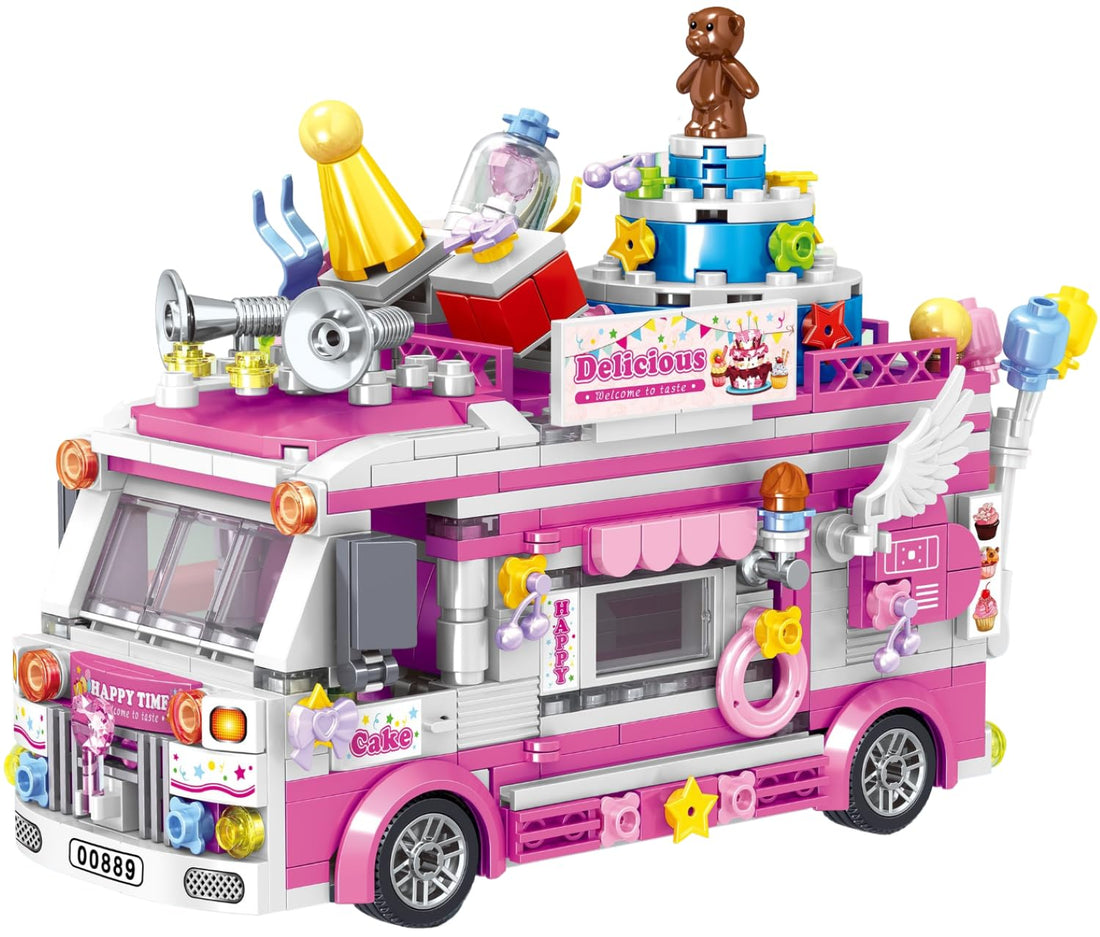 TOYS LAND Cake Car Building Set, 608 Pcs Building Bricks Construction Vehicles Kit, Mini Blocks STEM Toy Building Set for Children, Birthday Gift for Kids Boys Girls Age 6+ Year Old (Cake Car)
