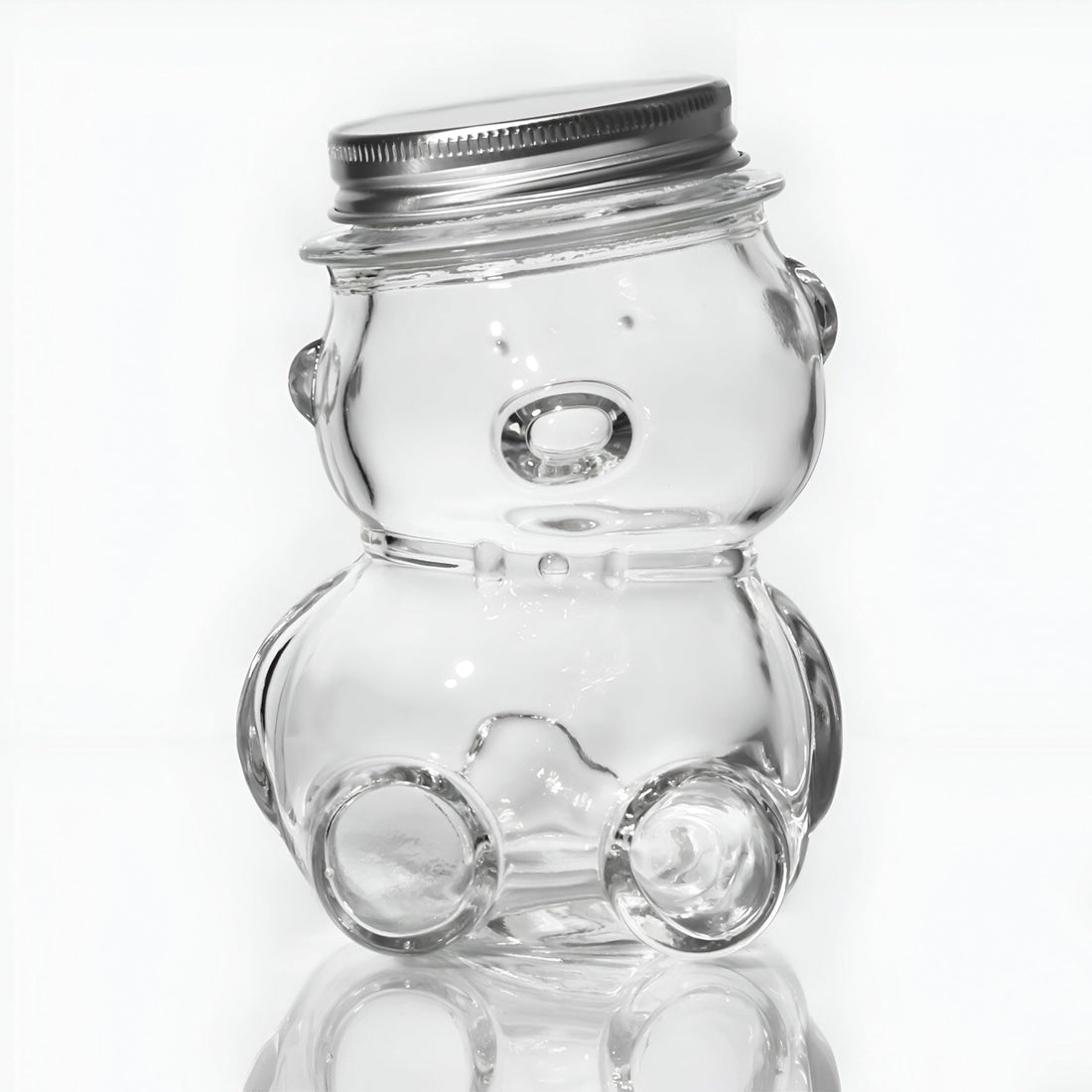 Clear Glass Bottle - Unique Teddy Bear Storage Jar, Great for Cookies, Candies, and Homemade Gifts such as Honey or Jam for Celebrations (1pcs)