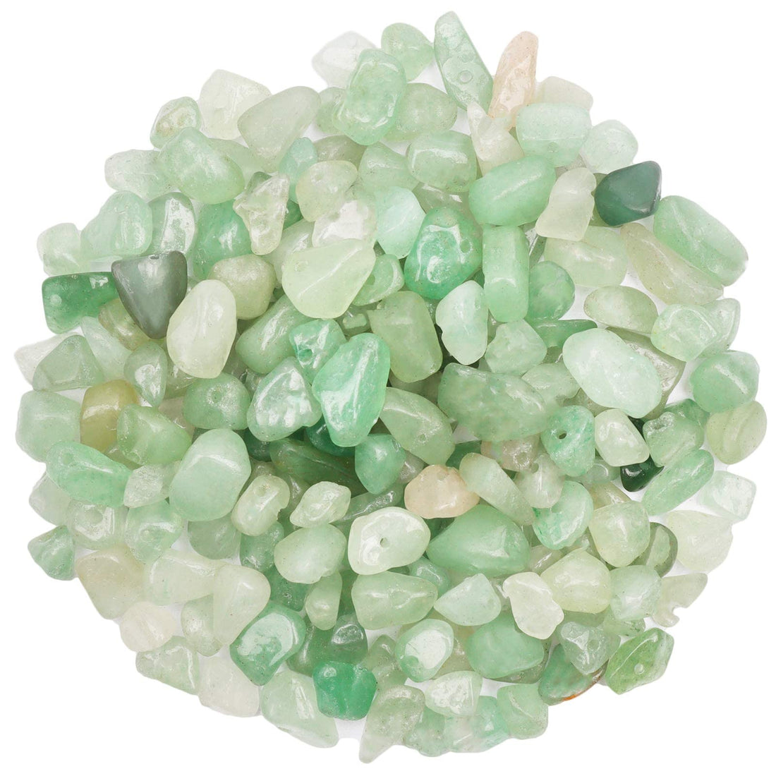 DELFINO Natural Gemstone Crystal Tumbled Chips Beads Bulk, Green Aventurine Irregular Crushed Pieces Healing Loose Rocks Stone Beads Hole Drilled for Jewelry Earring Bracelet Making Home Decorations