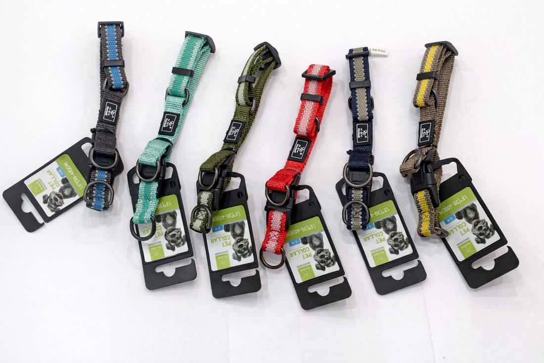 Nunbell Adjustable Pet Collar for Dogs and Cats, Multiple Colours, Size M-L, 2.0 x 35-55 cm 15-25KG.(Grey)