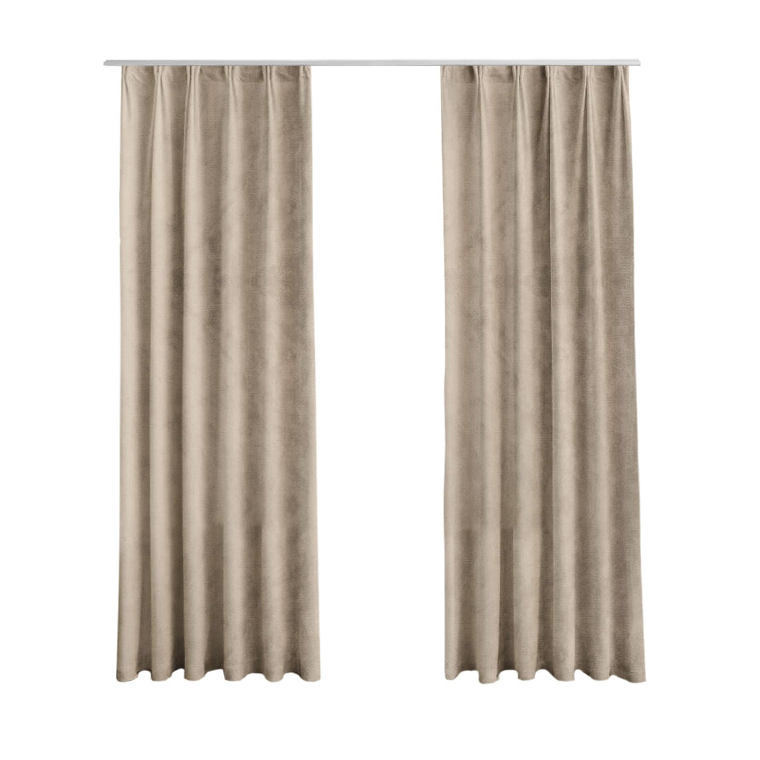 LW Collection Beige Velvet Curtains 270x290 cm - Blackout with Hooks