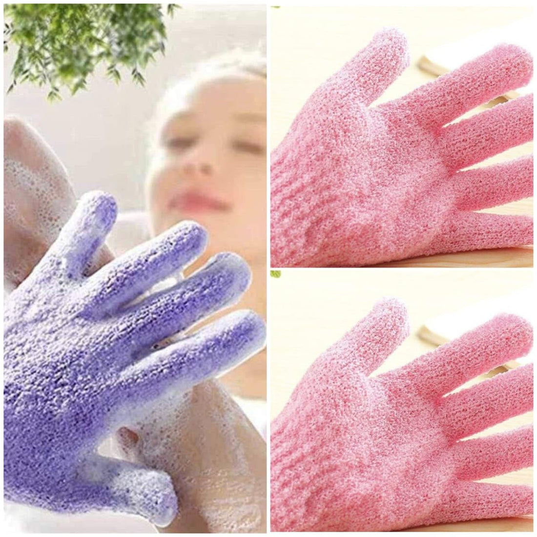 3 Pairs Exfoliating Shower Gloves – Reusable Bath Scrub Mitts for Body Cleansing, Spa Quality, Comfortable Elastic Fit, Deep Exfoliation for Men & Women, Washable & Long-Lasting