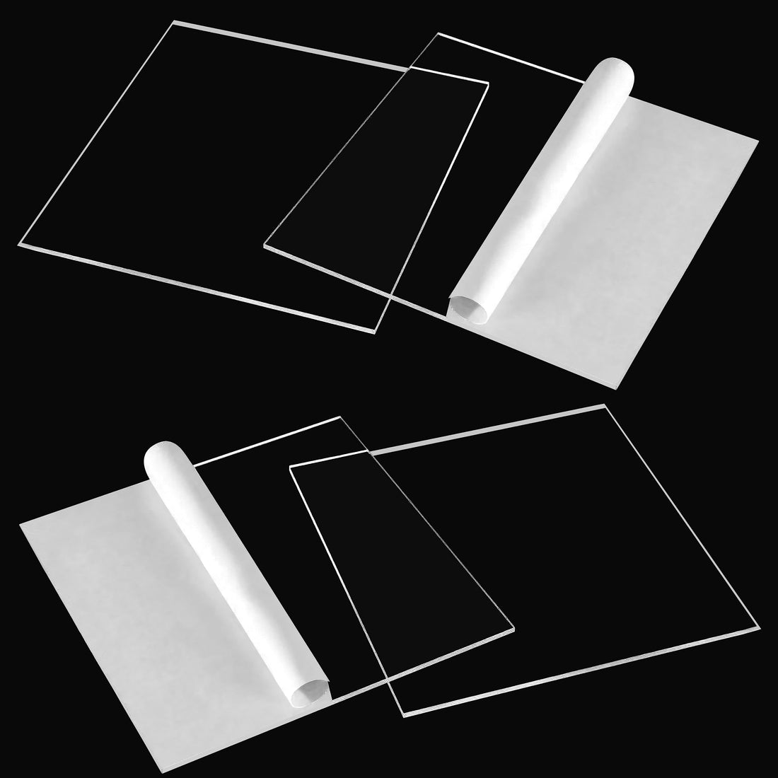 Transparent Acrylic Sheets 6 x 6 Inch (150 x 150 mm) 3 mm Thickness Laser Cut Square Plexiglass Clear Acrylic Sheet Board for Glass Art Painting, DIY Crafts Projects, Photo Frames (Pack of 4)