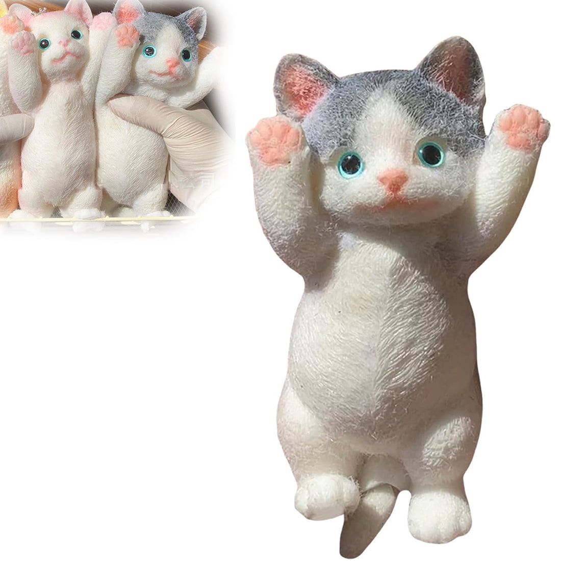 Anti-Stress Cat Squeeze Toys 13cmx7cm, Squishy Cat Fidget Anti Stress Squeeze Toy, Relax for Children and Adults, Christmas Gifts Relaxation and Fun Gift (B)