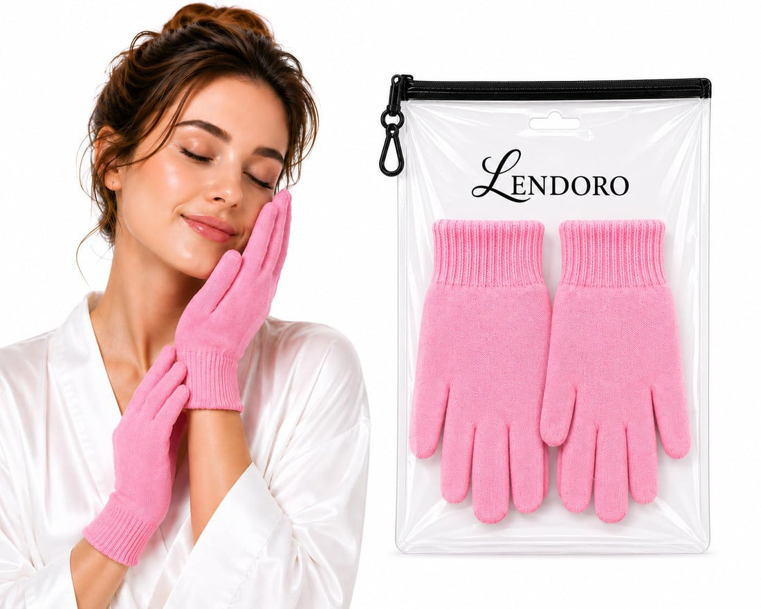 LENDORO Moisturising Gel Gloves for Dry, Cracked Hands, Skin Repair with L-Lactic Acid (Random Color)