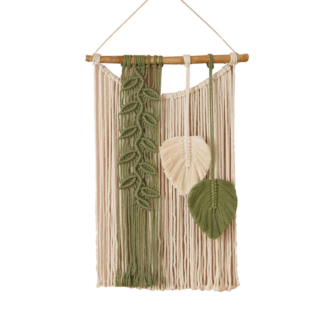 Fofetbfo Macrame Wall Hanging Decor Boho Woven Leaf Tassels Wall Decor Modern Wall Art for Bedroom Living Room Decor,Green