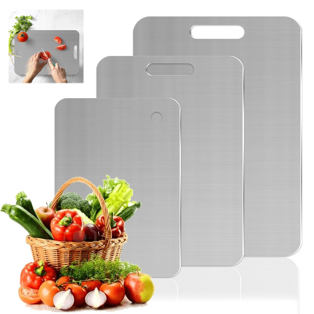 Titanium Chopping Board, Durability 316 Stainless Steel Chopping Board for Kitchens, Yamato Cutting Board for Meat, Vegetables, Fruit, Easy Clean and Dishwasher Safe, 29x20 cm