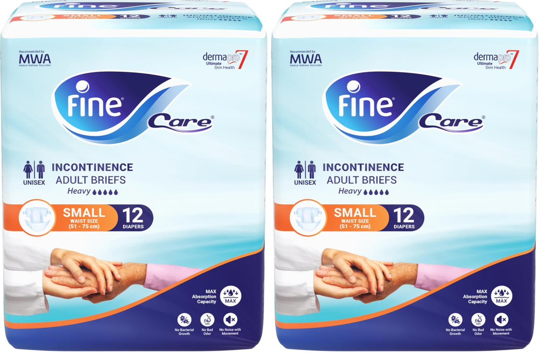 Fine Care Incontinence Adult Diapers breifs, Small Size,Waist 51-75 cm, Count 12 (Pack of 2)