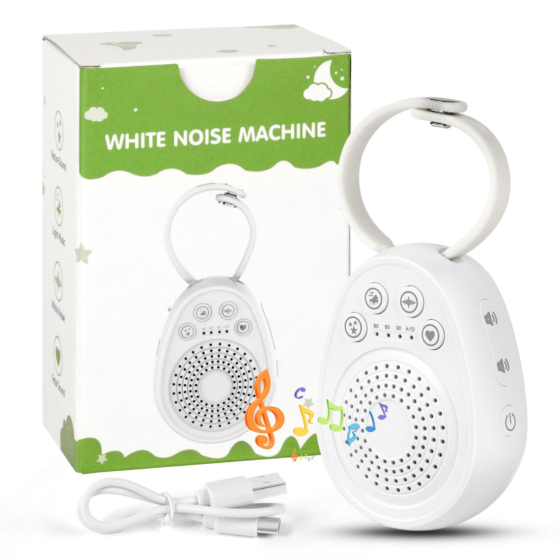 Mini White Noise Machine, 20 Soothing Sounds Sleep Aid Sound Machine, White Noise Machine for Adults Baby with 1000mAh Battery, USB Rechargeable Baby Sleep Machine with 3 Timer Functions