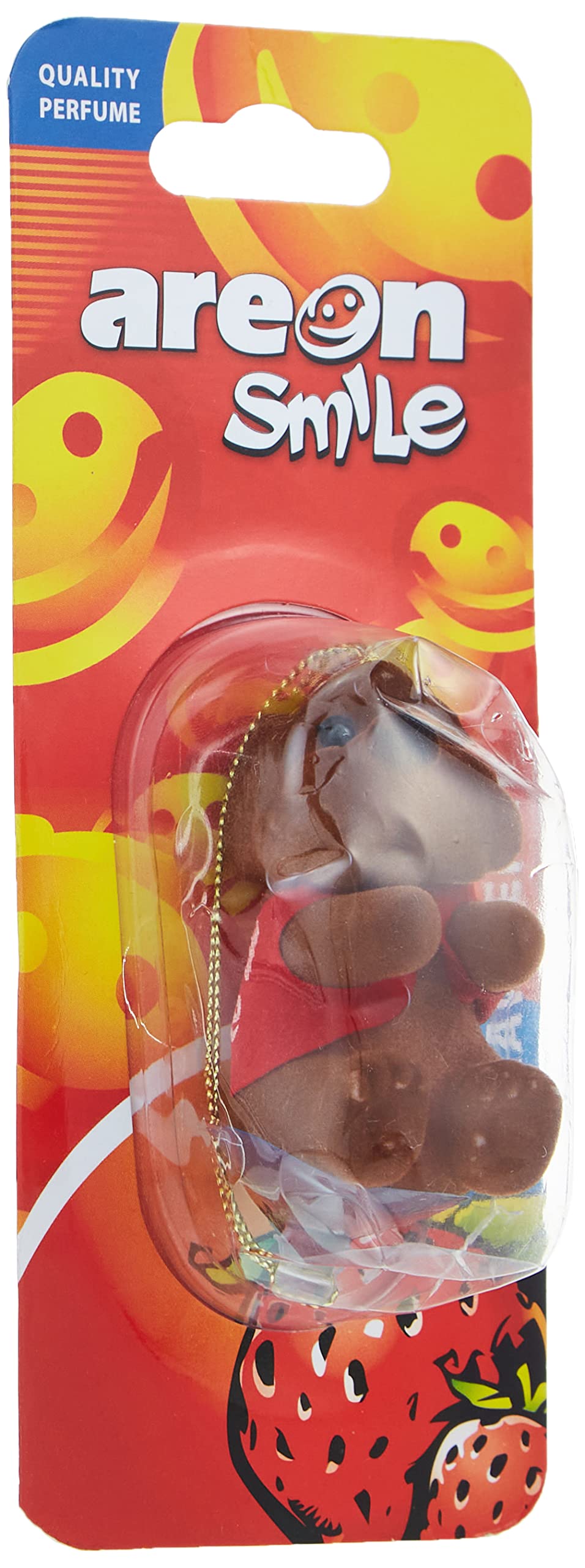 AREON SMILE SCENTED TOY Quality Perfumes, Car Fragrance, Fancy Air Freshener, Character, TOY, Strawberry-1 (ASB04) Pack of 1