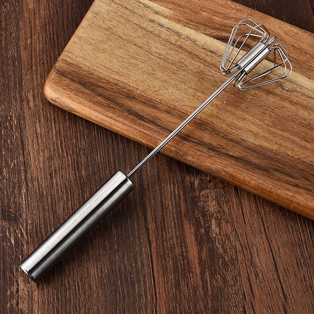 Giffy® Kitchen Stainless Steel Semi-Automatic Mixer Baking Whisk Manual Hand Blender Rotating Wire Beater Egg Stirring Lassi, Butter Milk Maker, Mixer - 12 Inch