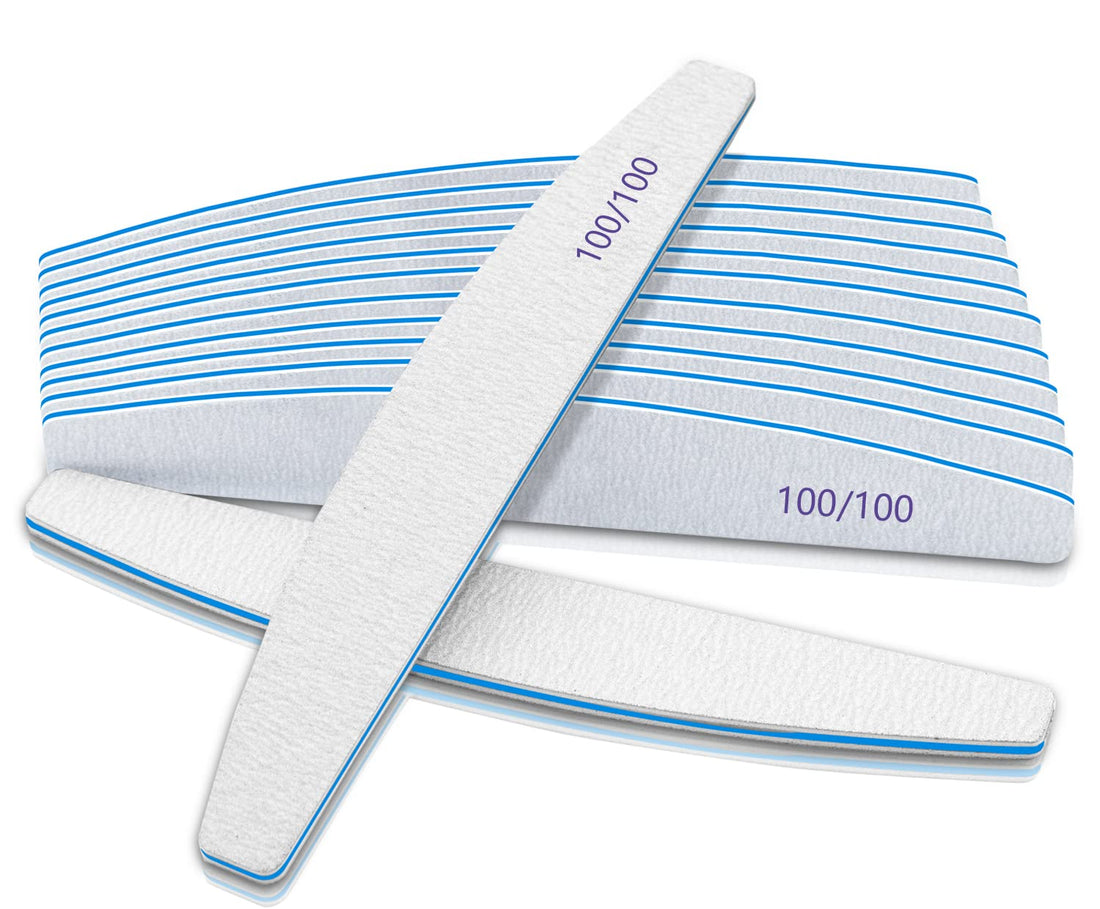 Nail Files, Nail Files, 100/100 Grit Nail Files 12 PCS, Double Sided Emery Board Nail Files for Acrylic Nails and Natural Nails, Washable and Reusable Nail Files for Nail Salons