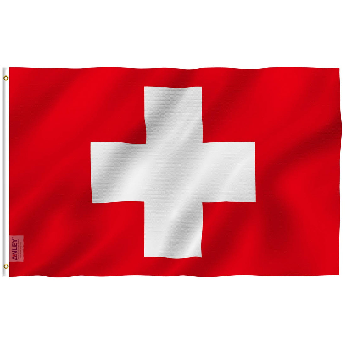 Anley Fly Breeze 3x5 Foot (90 X 150cm) Switzerland Flag - Vivid Color and UV Fade Resistant - Canvas Header and Double Stitched - Swiss Flags Polyester with Brass Grommets…