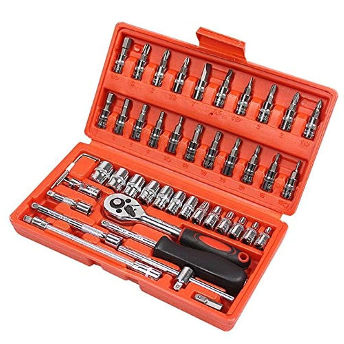 Generic Car Repair Tool 46pcs 1/4-Inch Socket Set Car Repair Tool Ratchet Torque Wrench Combo Tools Kit Auto Repairing Tool Set
