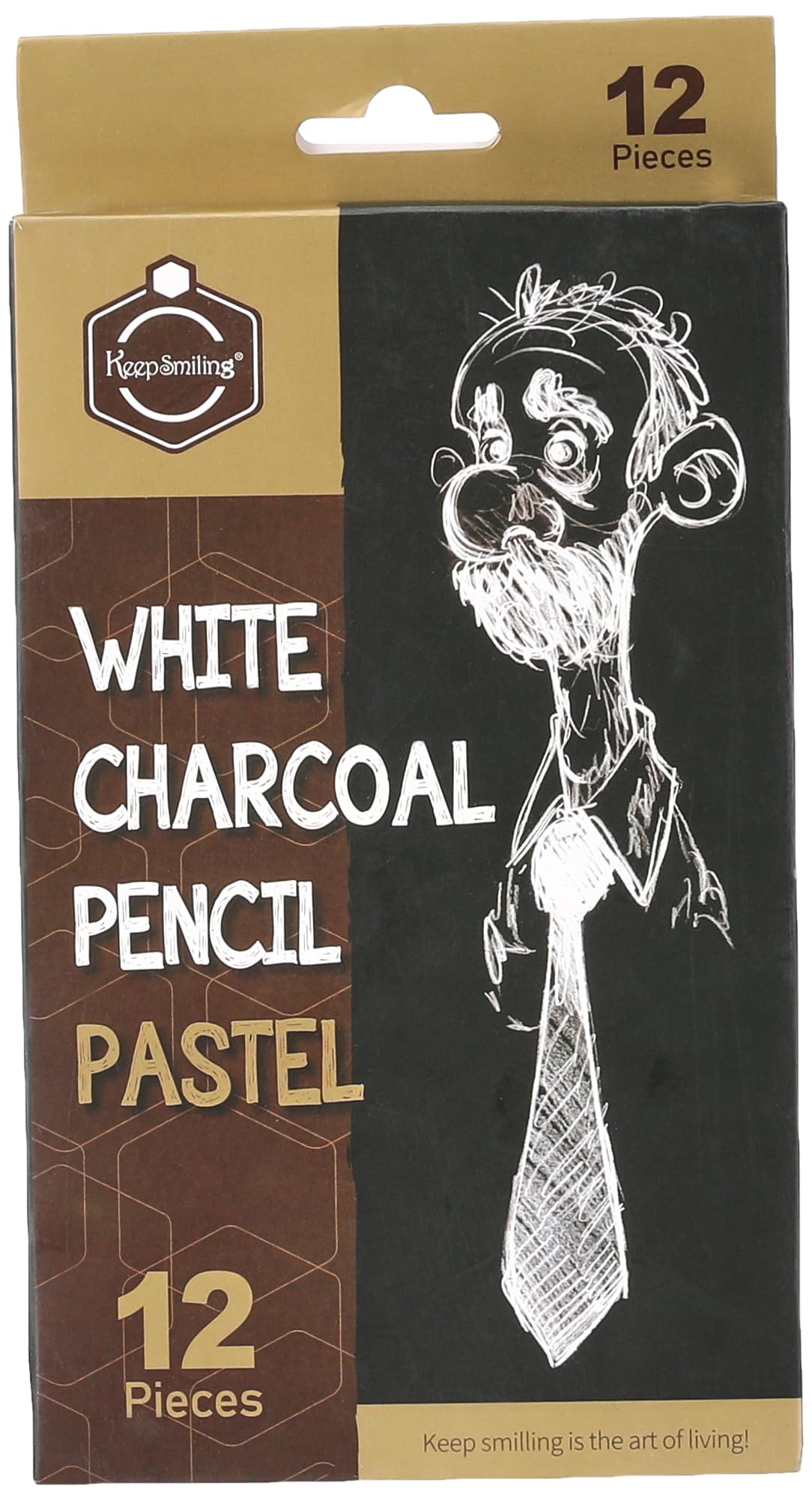 keep smiling Smile TB-1070W Charcoal Pen 12-Piece Set, White