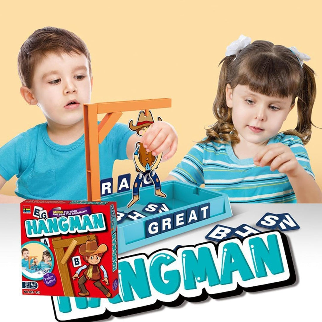 Hangman Educational Game for Kids, Guess Words and Rescue Cowboy Game Family Board Game Magnetic Letters Spelling Vocabulary Development