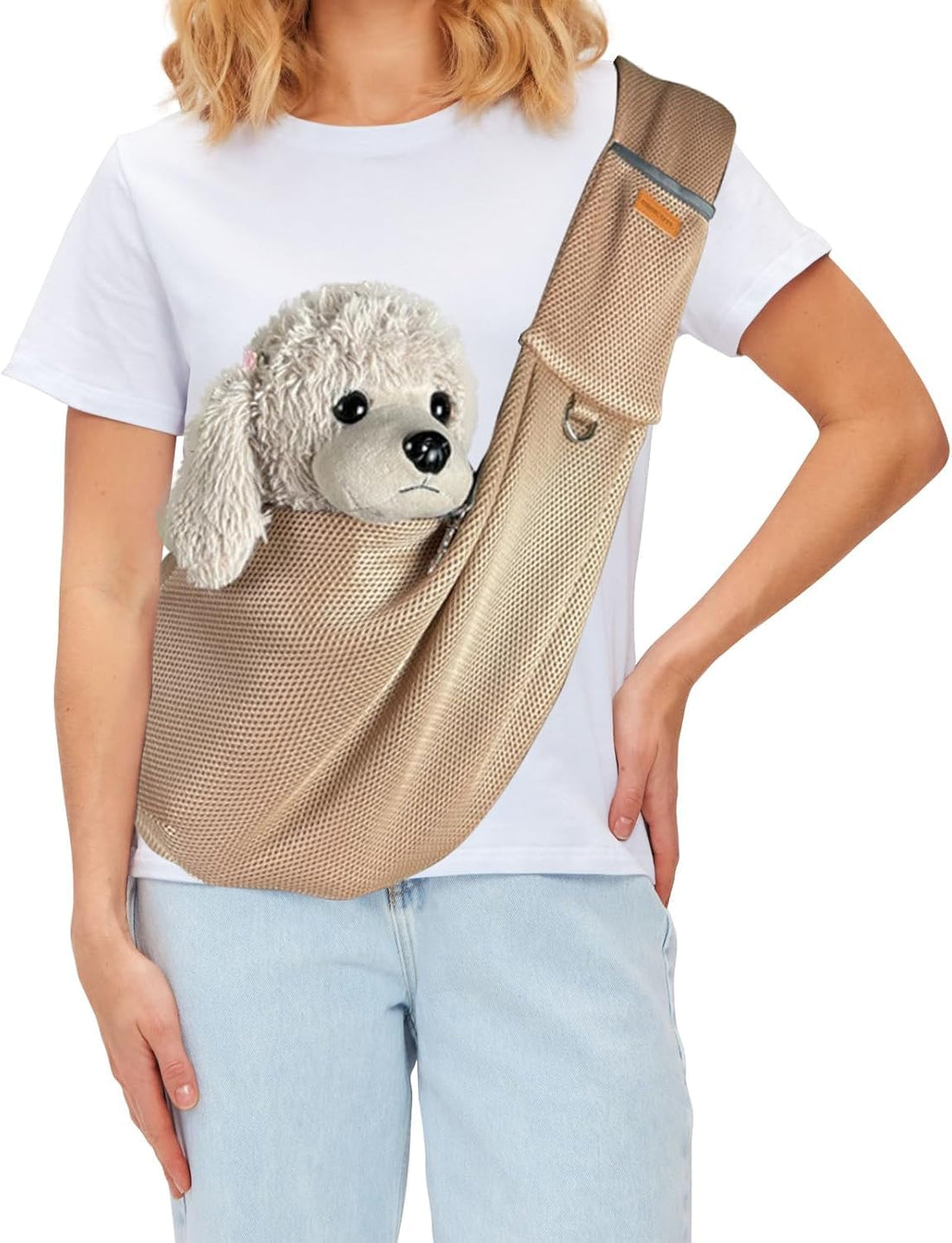 Dog Carrier Sling, Hand-Free Dog Carriers, Foldable Puppy Carrier Purse with Storage Pocket, Pet Sling Carrier with Safety Belt for Small Dogs and Cats, Puppy Essentials for Outdoor Travel