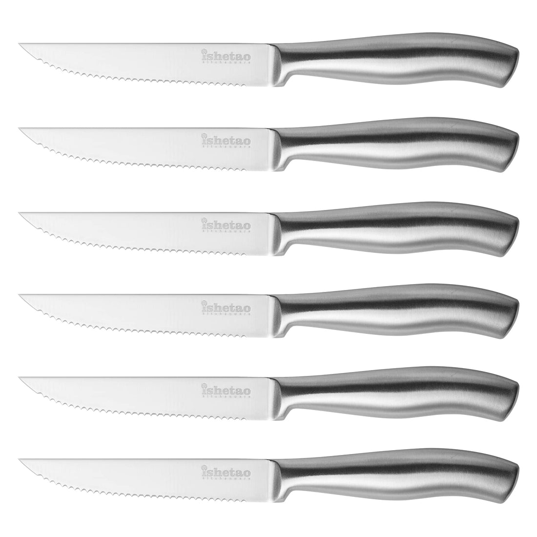Steak Knives, Steak Knife Set of 6, 11.5cm/4.5" Steak Knife, Dishwasher Safe, High Carbon Stainless Steel Steak Knife, Silver