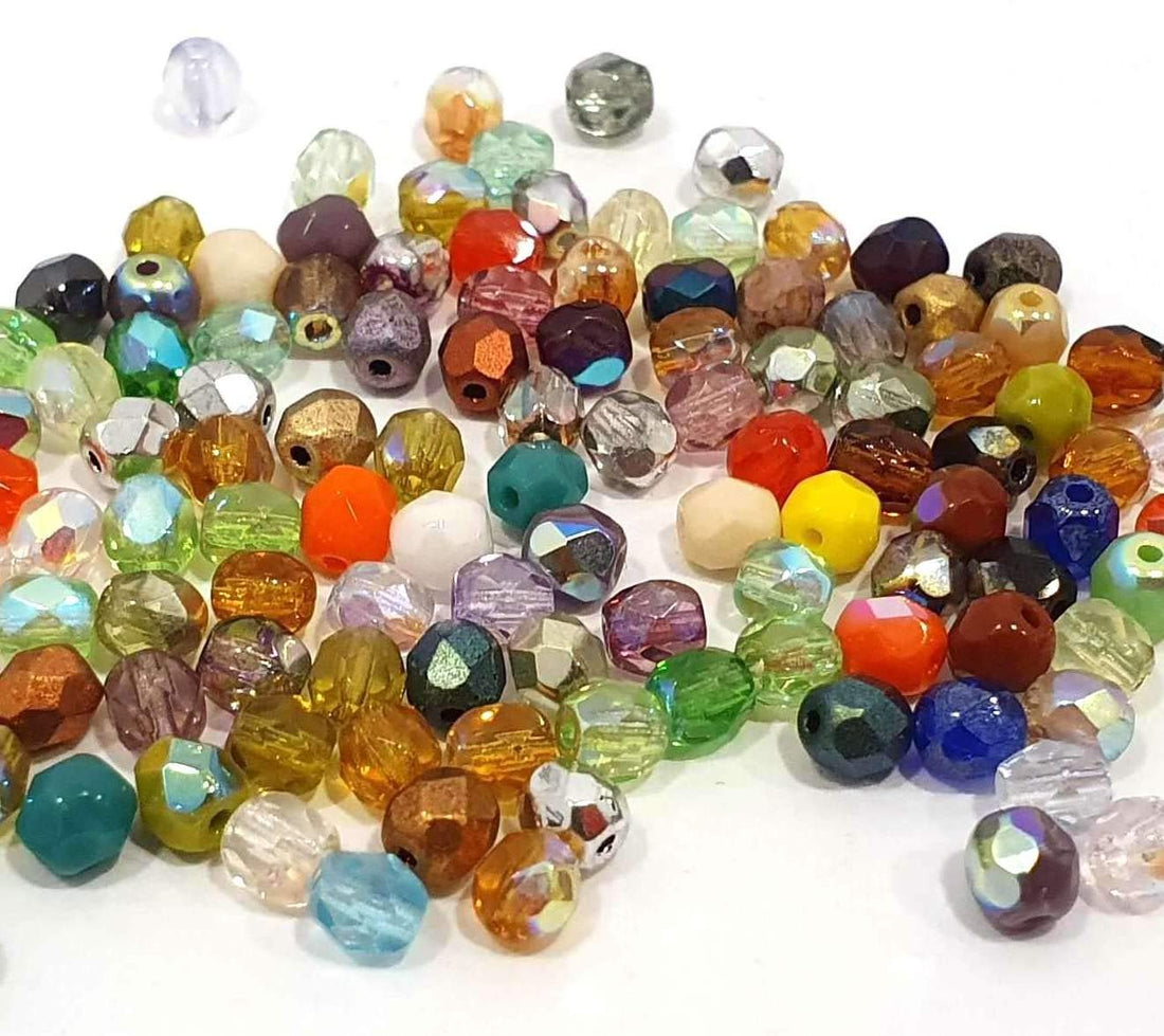 Perlin Preciosa Bohemian Crystal Beads 4 mm Colourful Mix Set Balls Faceted Czech Pearls Glass Beads Pack of 120