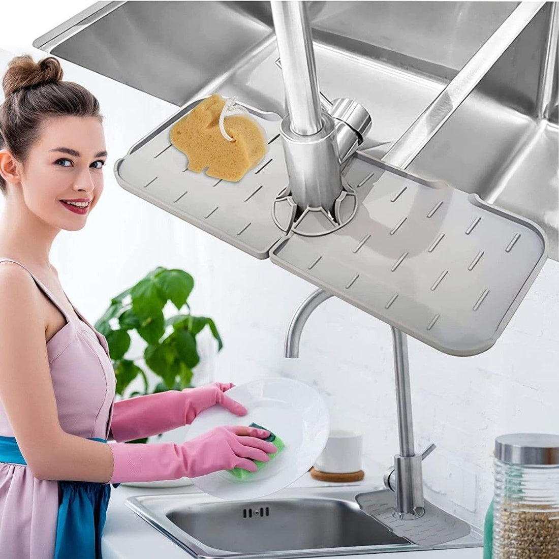 Strong and Effective Silicone Sink Mat - Amazing Cleaning Efficiency and Mold Protection - Easy to Install and Clean - Great Stain Solution - Suitable for Bathroom and Kitchen, Make Men Generic