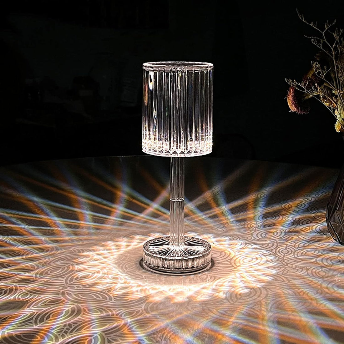 NC 16 Colors RGB Crystal Table Lamp,Diamond Lamp clear Remote Control,Touch Dimmable Table Light,USB Charging Romantic Acrylic LED Night Light Modern Home Decoration (Acrylic)