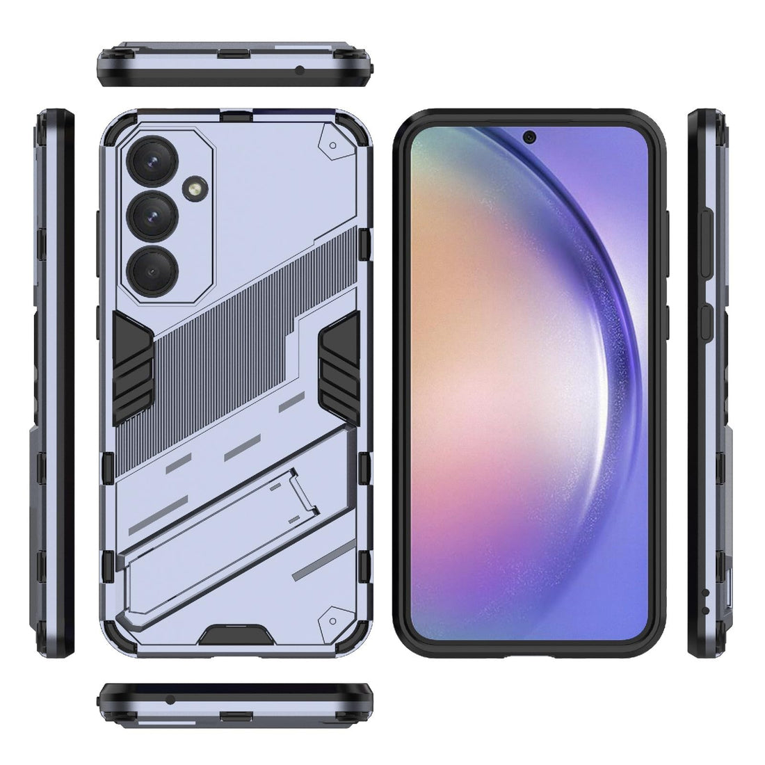 phone case compatible with Samsung galaxy A55 5G Punk Armor 2 in 1 PC + TPU Shockproof Phone Case with Invisible Holder For Samsung galaxy A55 5G (grey)