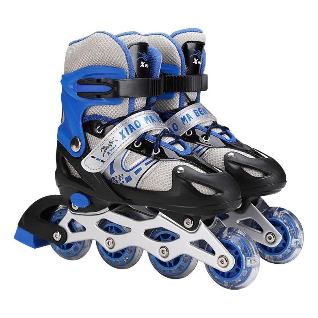 SportQ Go Comfortable Adjustable LED Front Wheel Roller Skates Outdoor Indoor Inline Skates for Beginners Kids Teens (Meduim 35-38 US, Blue)