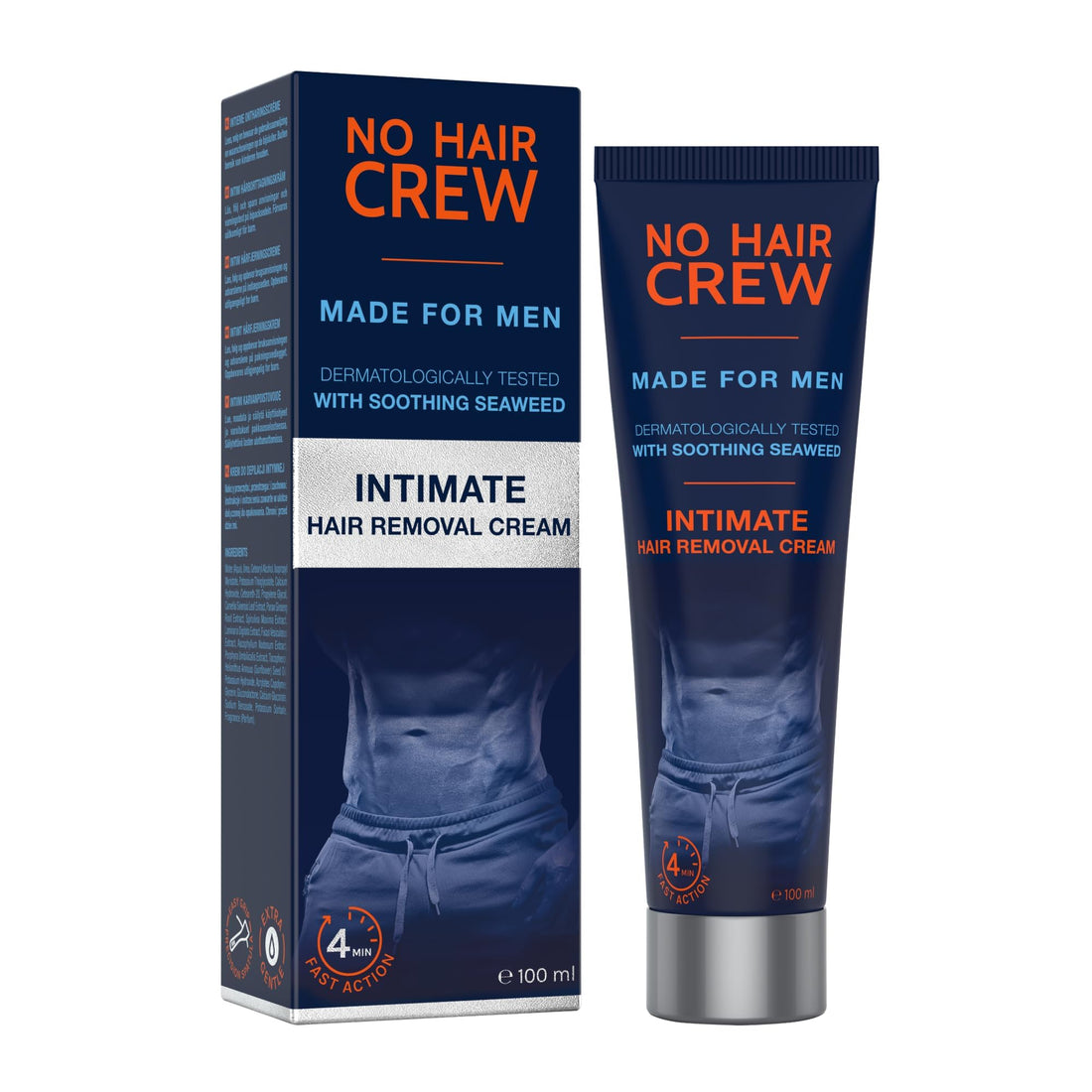 NO HAIR CREW Premium Intimate Hair Removal Cream - Soothing, All Skin Types, Extra Soft Made For Men, 100 ml